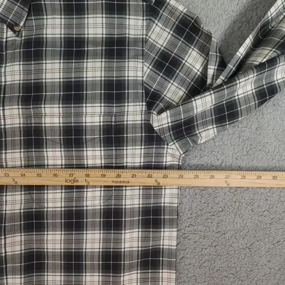 Jos A Bank Traveler Button Down Shirt Mens Large Olive Green Plaid Long Sleeve - Picture 10 of 15